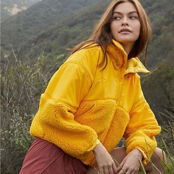 Free People Adventure Awaits Fleece Jacket Small Orangeade NWT - Picture 5 of 10